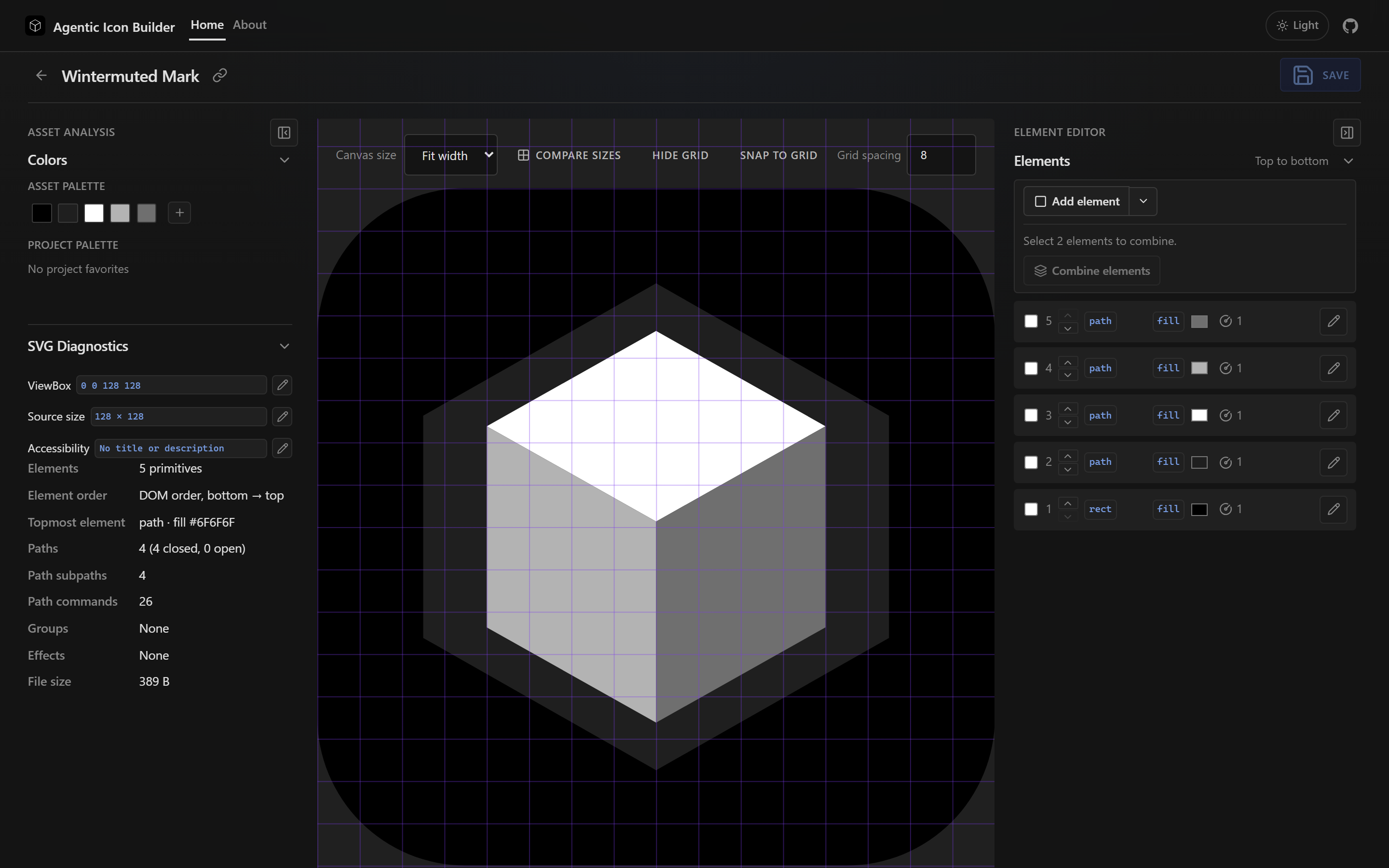 Asset editor rendered in dark theme